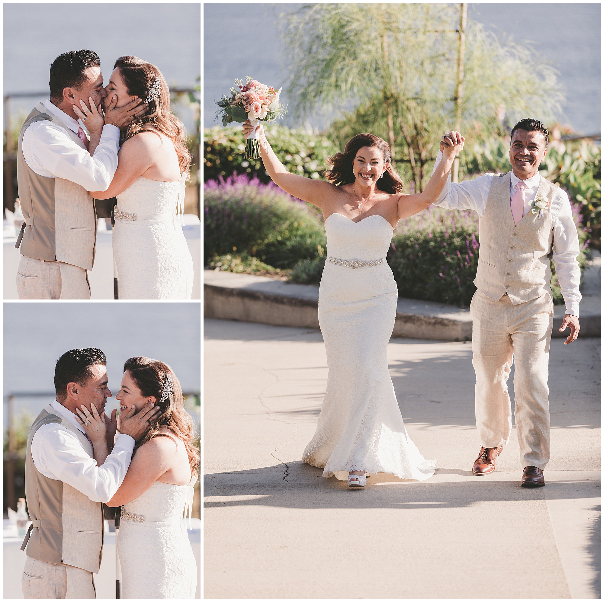 Laguna Beach Crescent Bay Point Park bride and groom first kiss